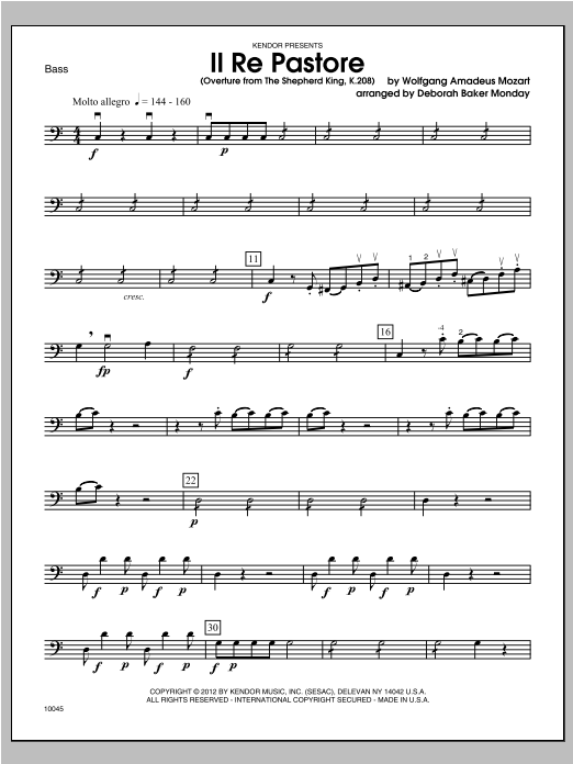 Download Monday Il Re Pastore (Overture from The Shephe Sheet Music