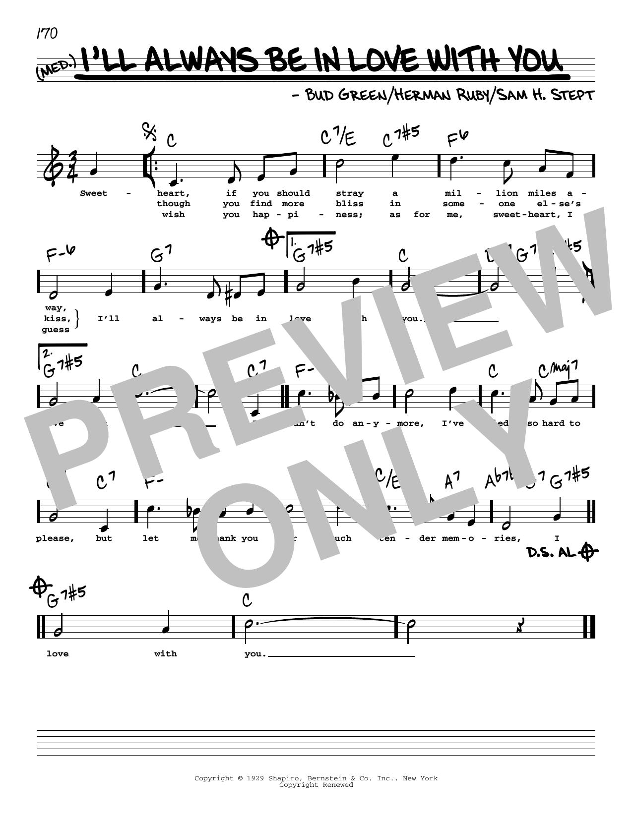 Download Bud Green I'll Always Be In Love With You (High V Sheet Music