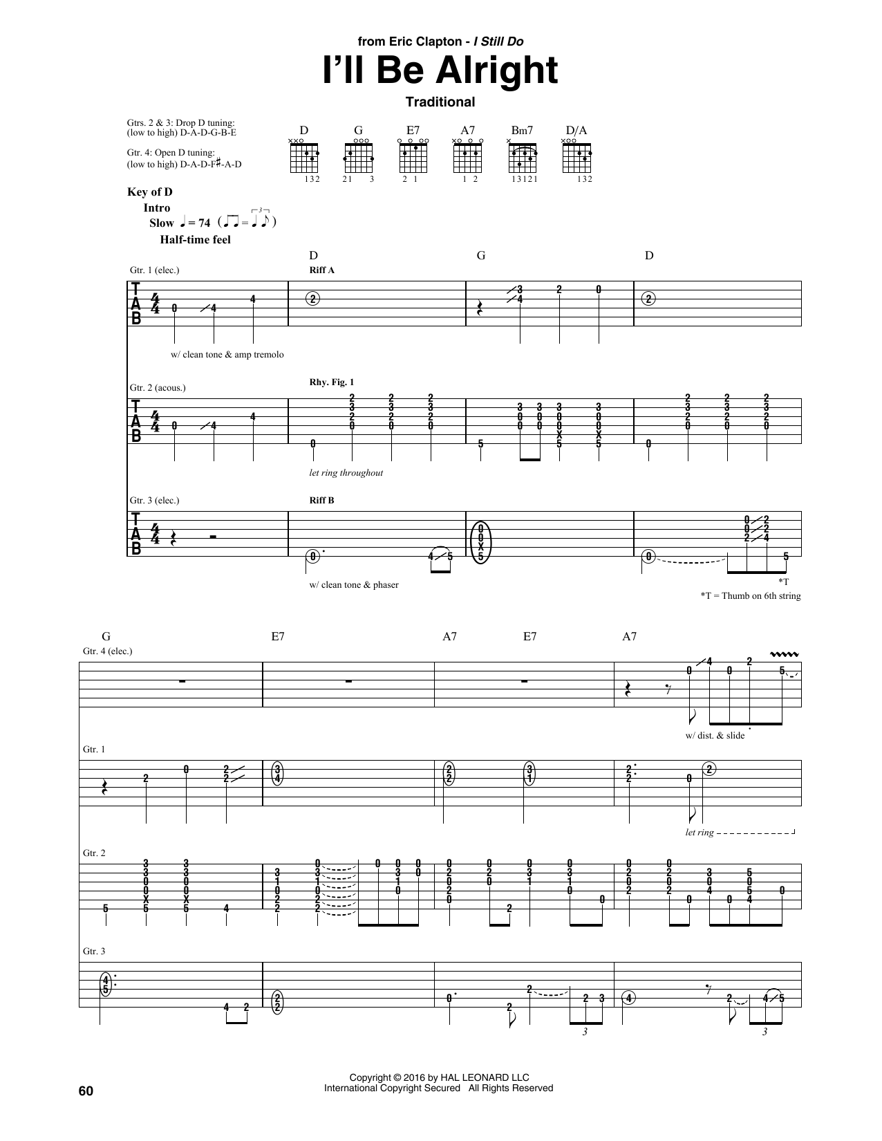 Download Eric Clapton I'll Be Alright Sheet Music