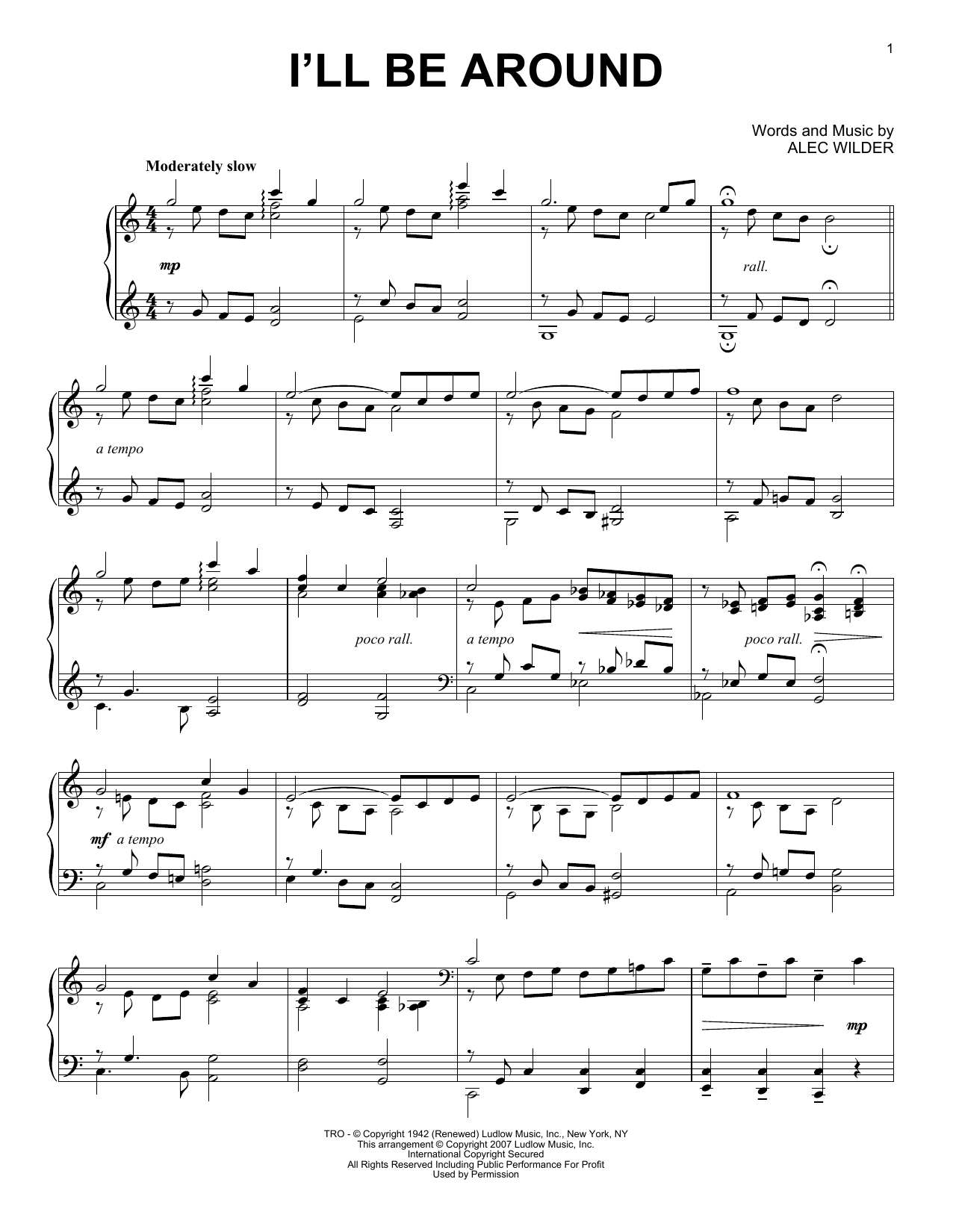 Download The Mills Brothers I'll Be Around Sheet Music