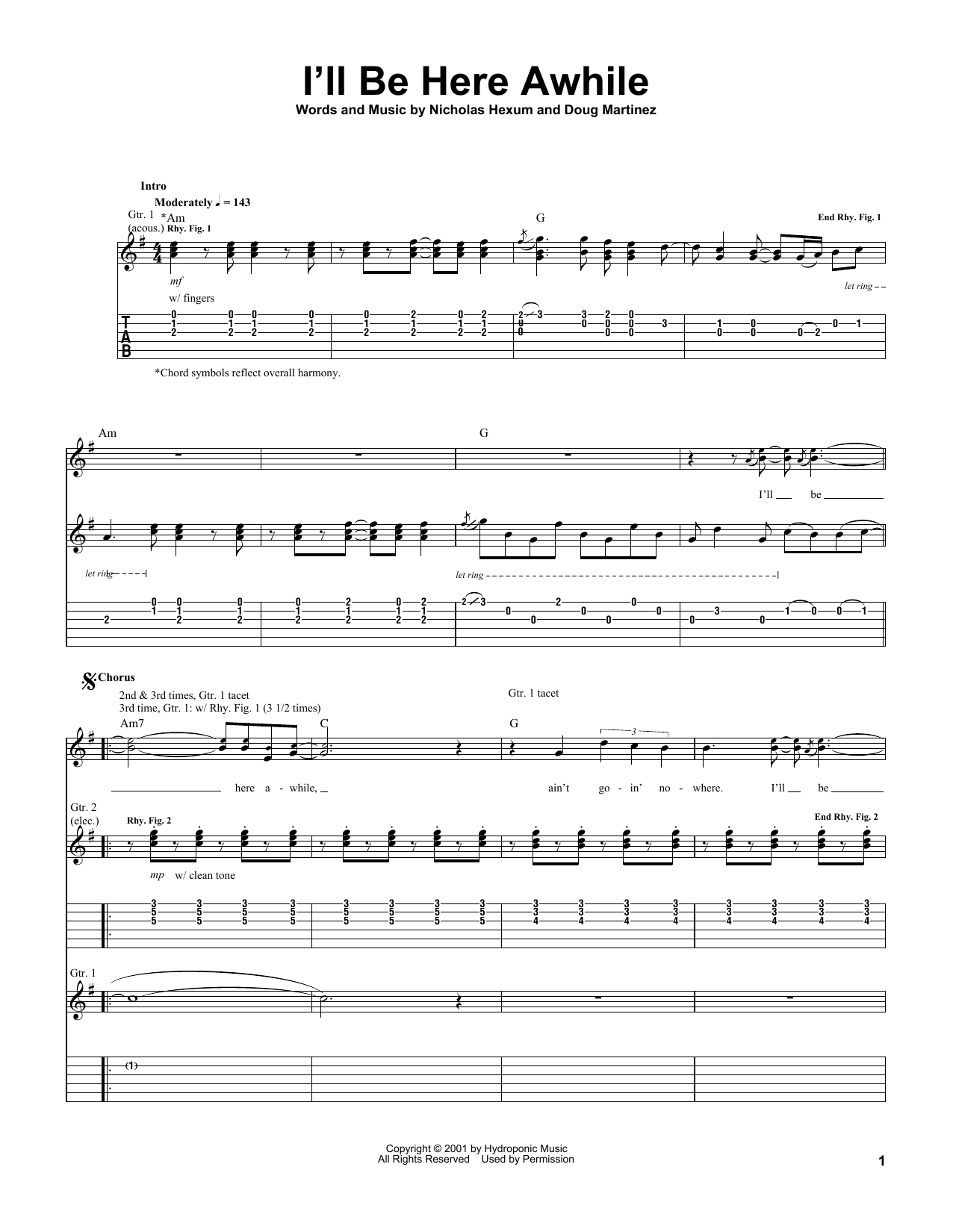 Download 311 I'll Be Here Awhile Sheet Music
