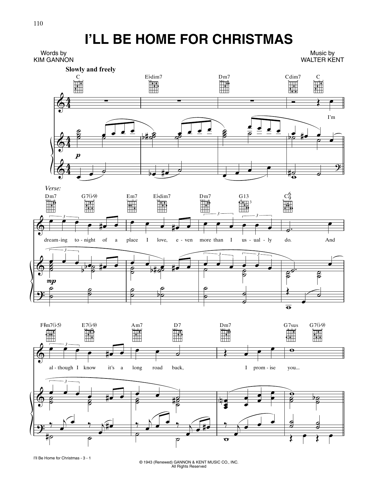 Download Bing Crosby I'll Be Home For Christmas Sheet Music