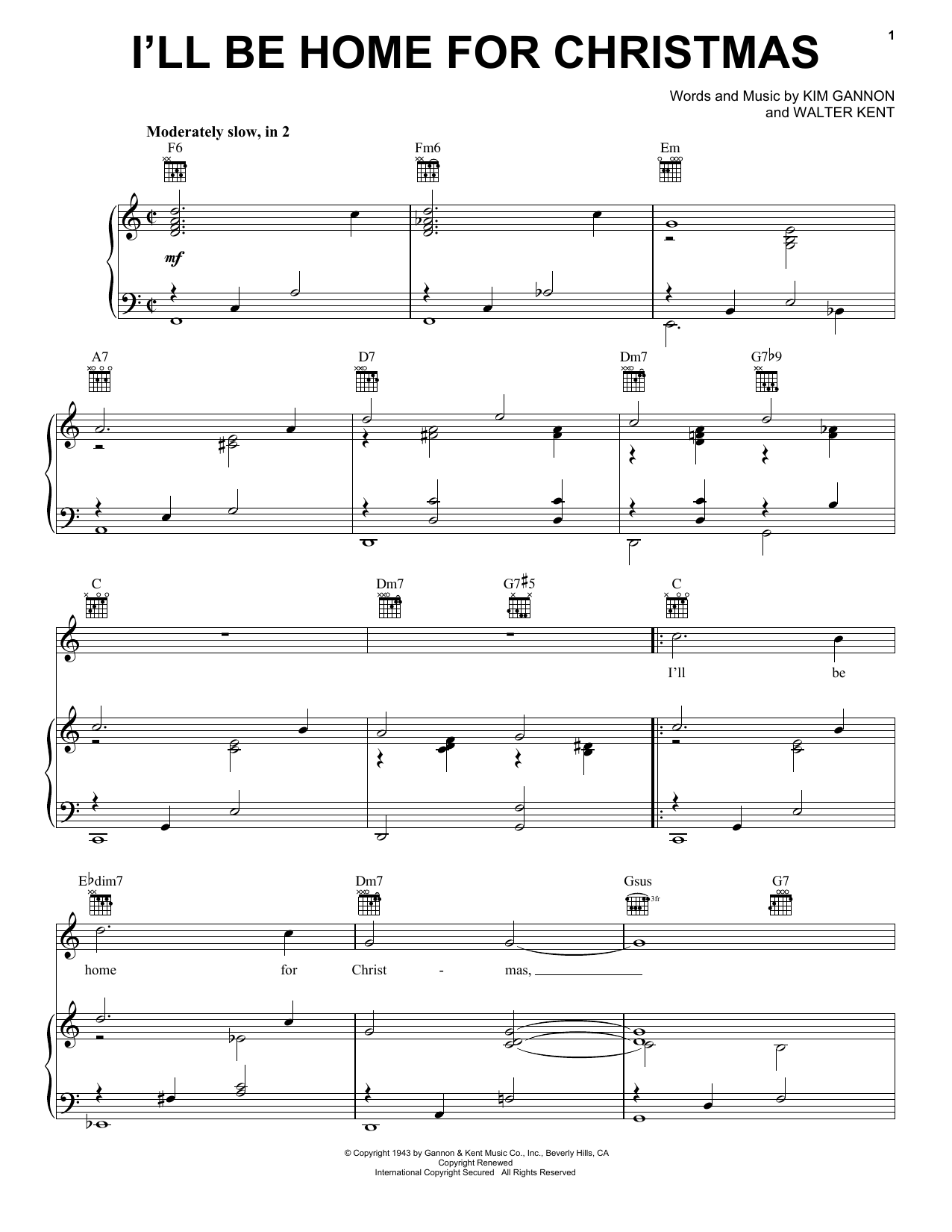Download Frank Sinatra I'll Be Home For Christmas Sheet Music