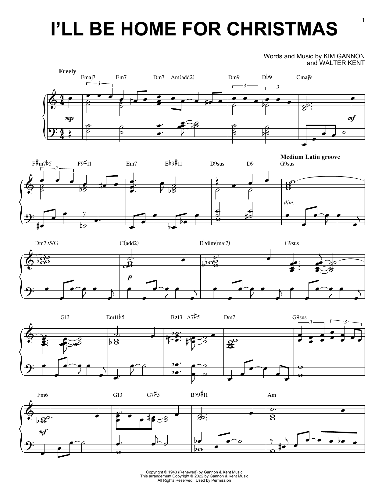 Download Bing Crosby I'll Be Home For Christmas (arr. Brent Sheet Music