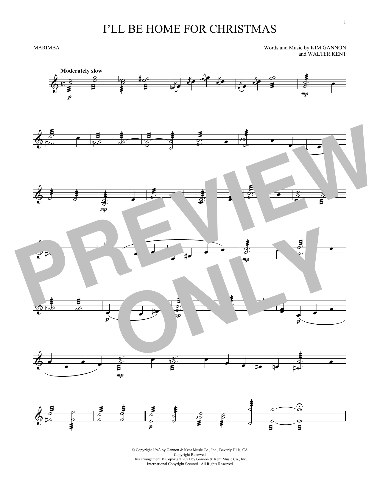 Download Walter Kent I'll Be Home For Christmas Sheet Music