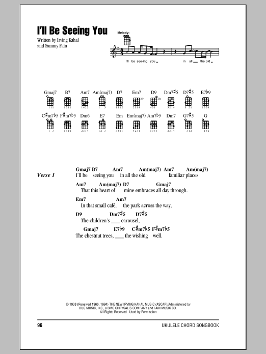 Download Sammy Fain I'll Be Seeing You Sheet Music