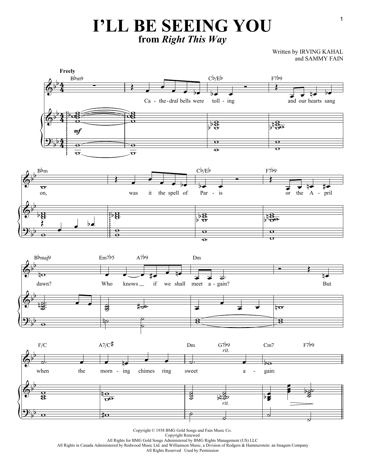 Download Irving Kahal I'll Be Seeing You Sheet Music