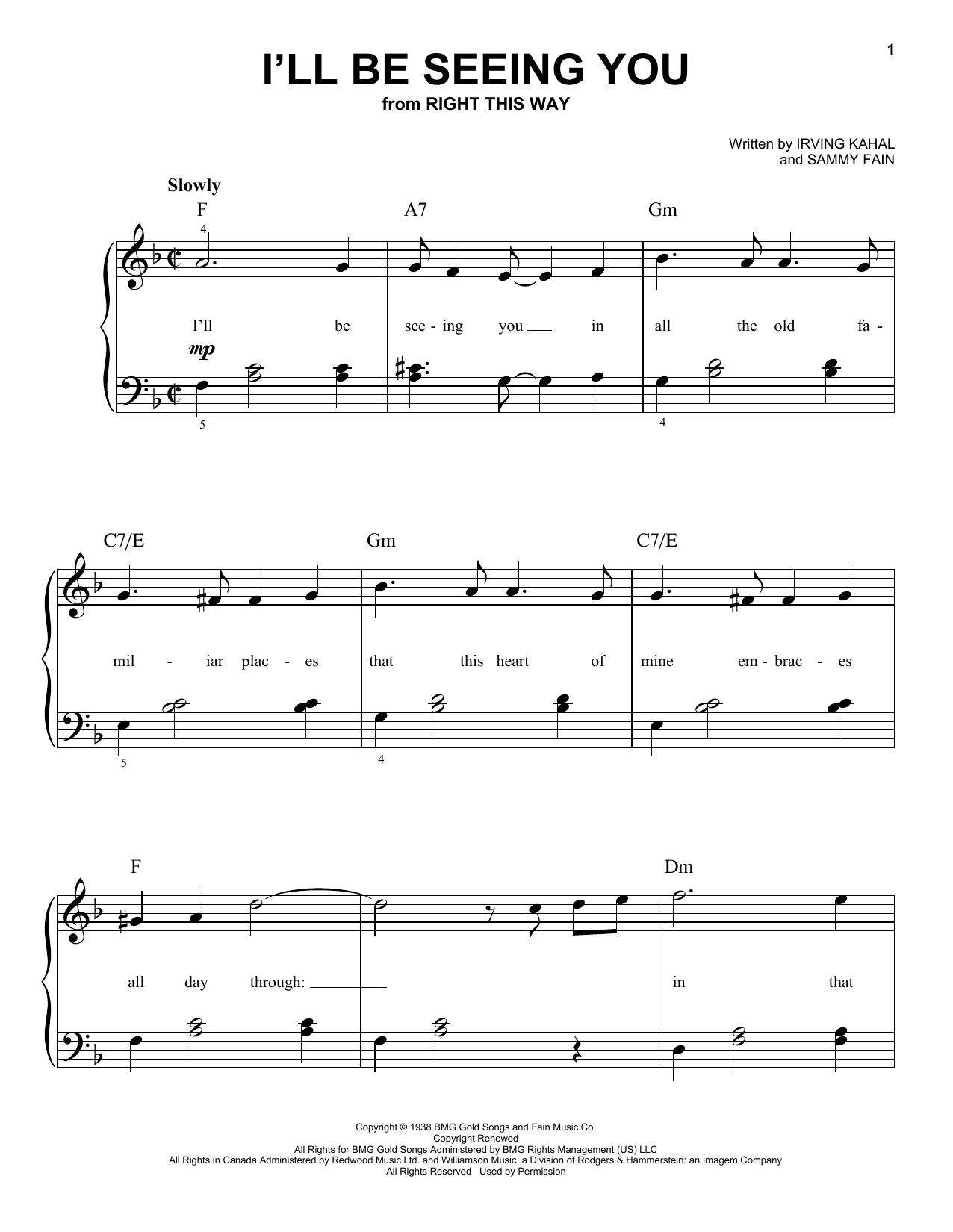 Download Sammy Fain I'll Be Seeing You Sheet Music