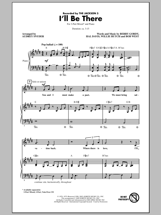 Download Audrey Snyder I'll Be There Sheet Music