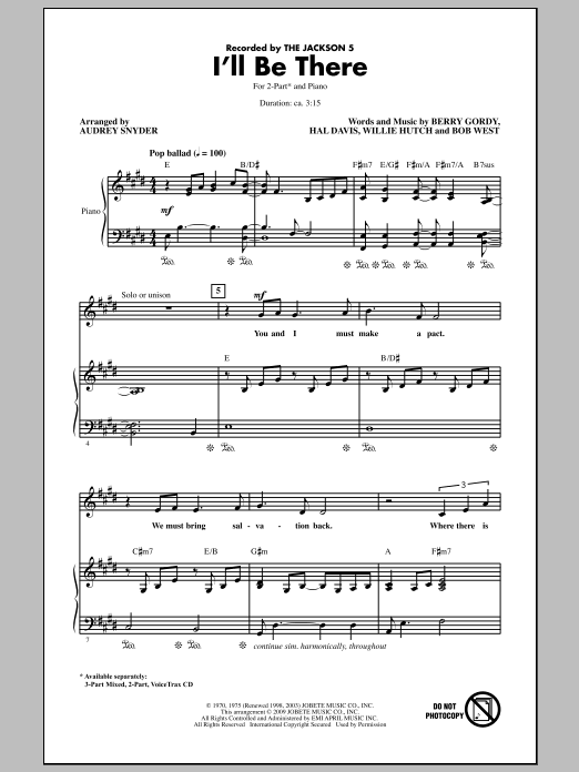 Download Audrey Snyder I'll Be There Sheet Music