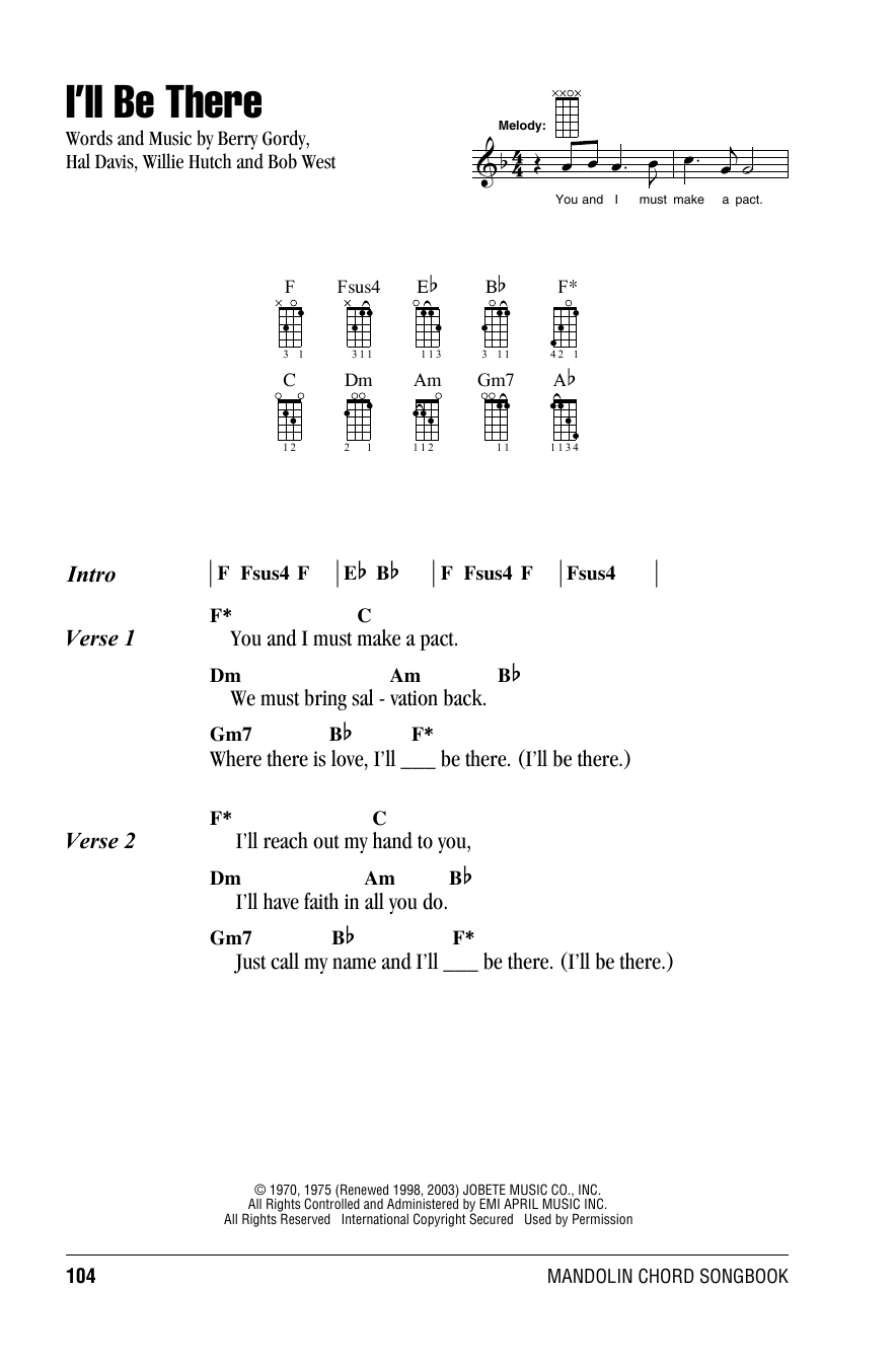 Download Jackson 5 I'll Be There Sheet Music