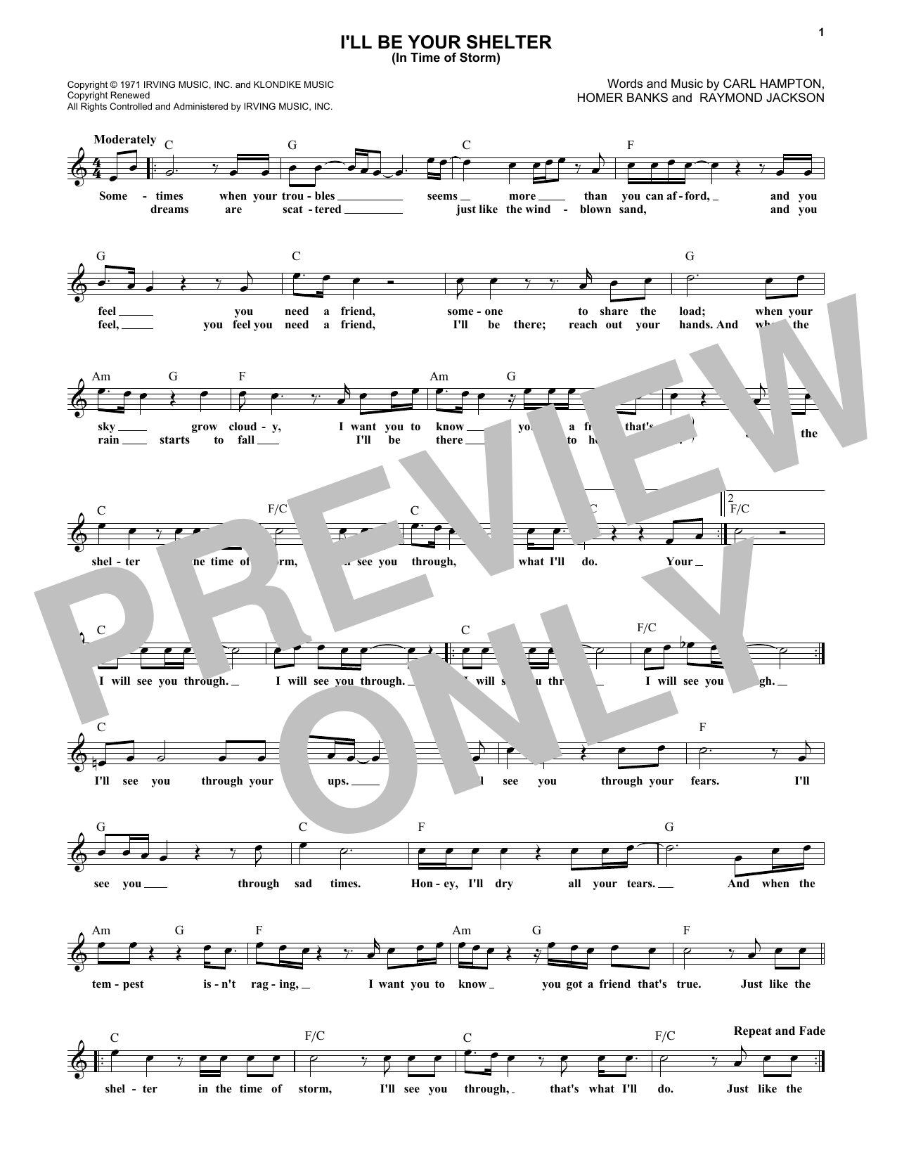 Download Luther Ingram I'll Be Your Shelter (In Time Of Storm) Sheet Music