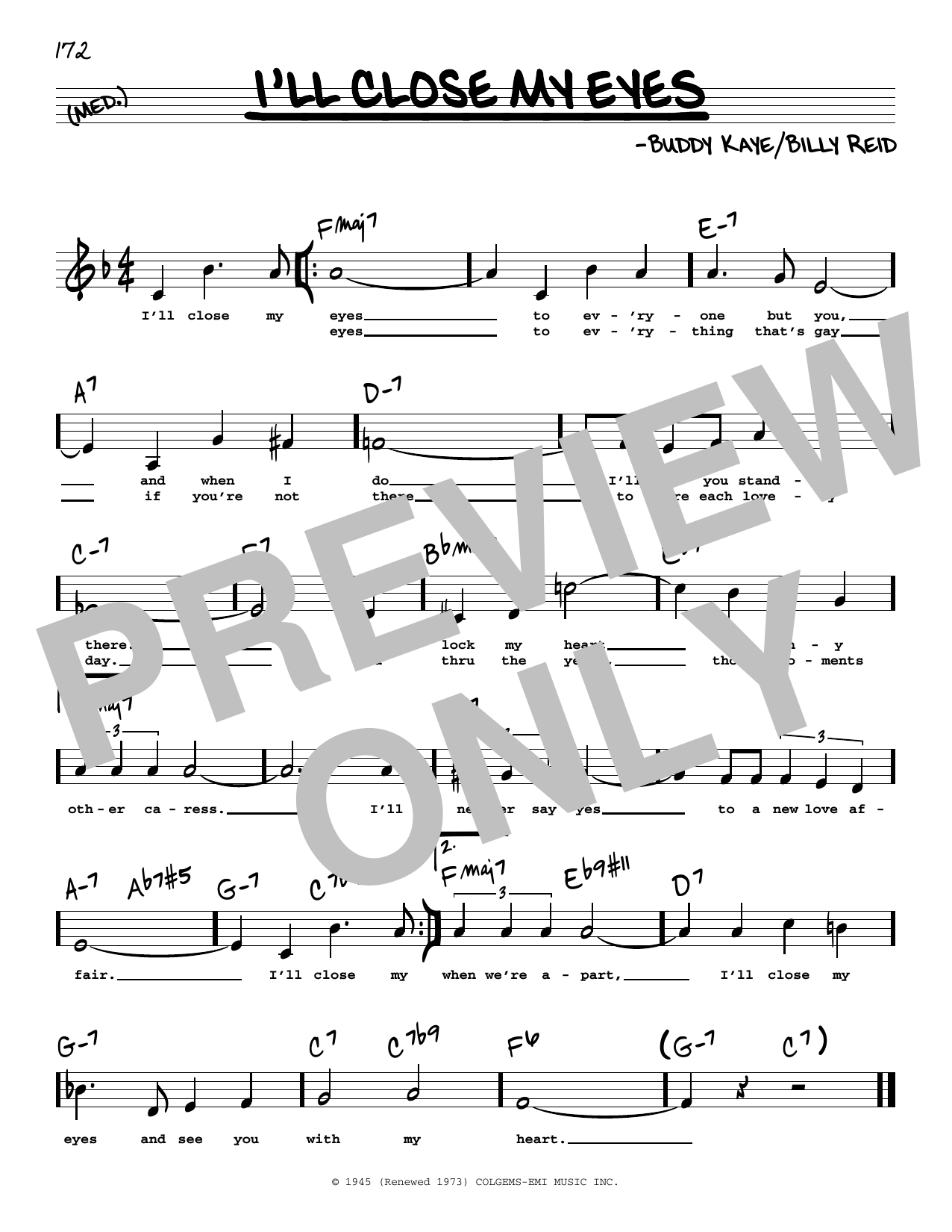 Download Buddy Kaye I'll Close My Eyes (Low Voice) Sheet Music