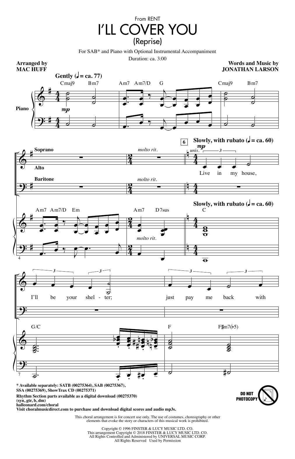 Download Mac Huff I'll Cover You (Reprise) Sheet Music