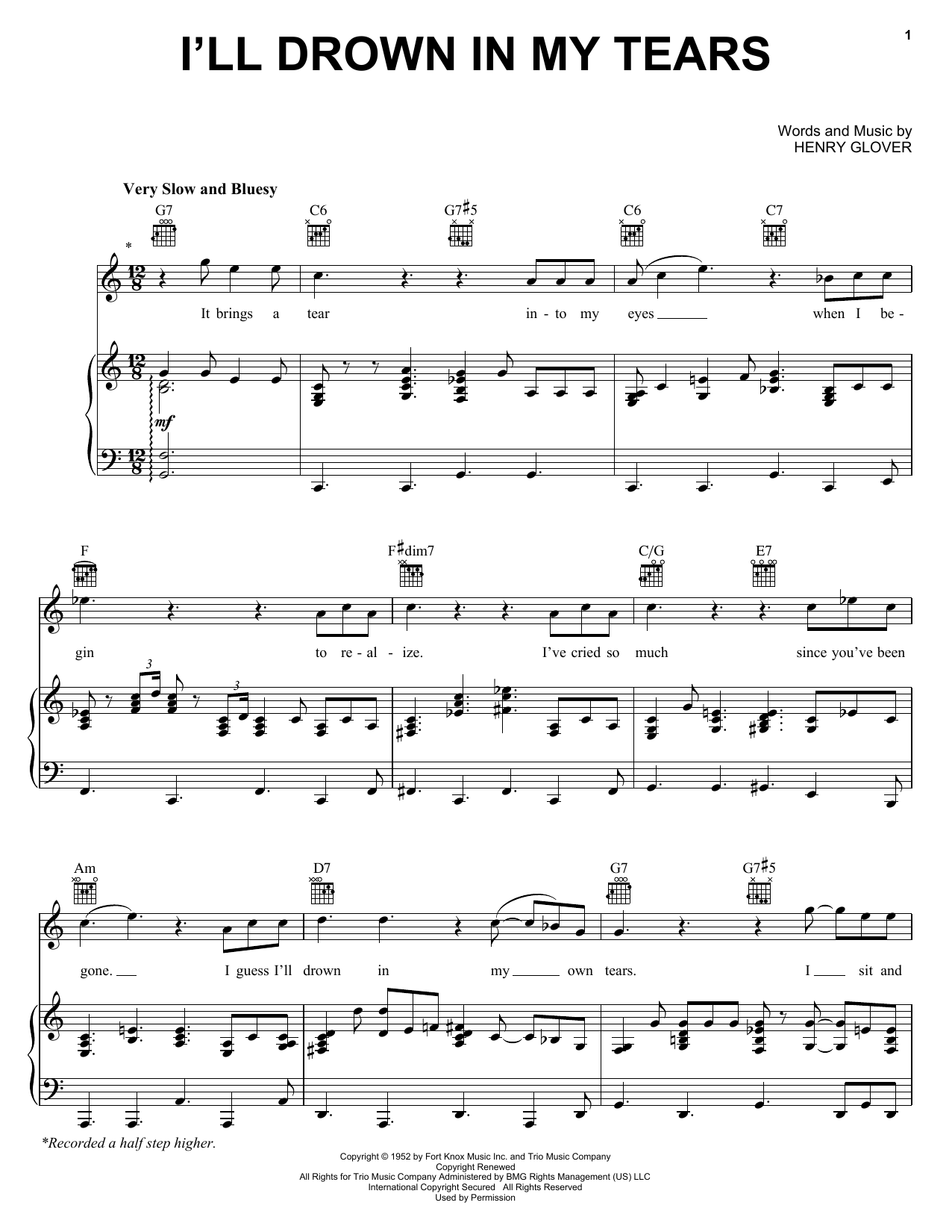 Download Ray Charles I'll Drown In My Tears Sheet Music
