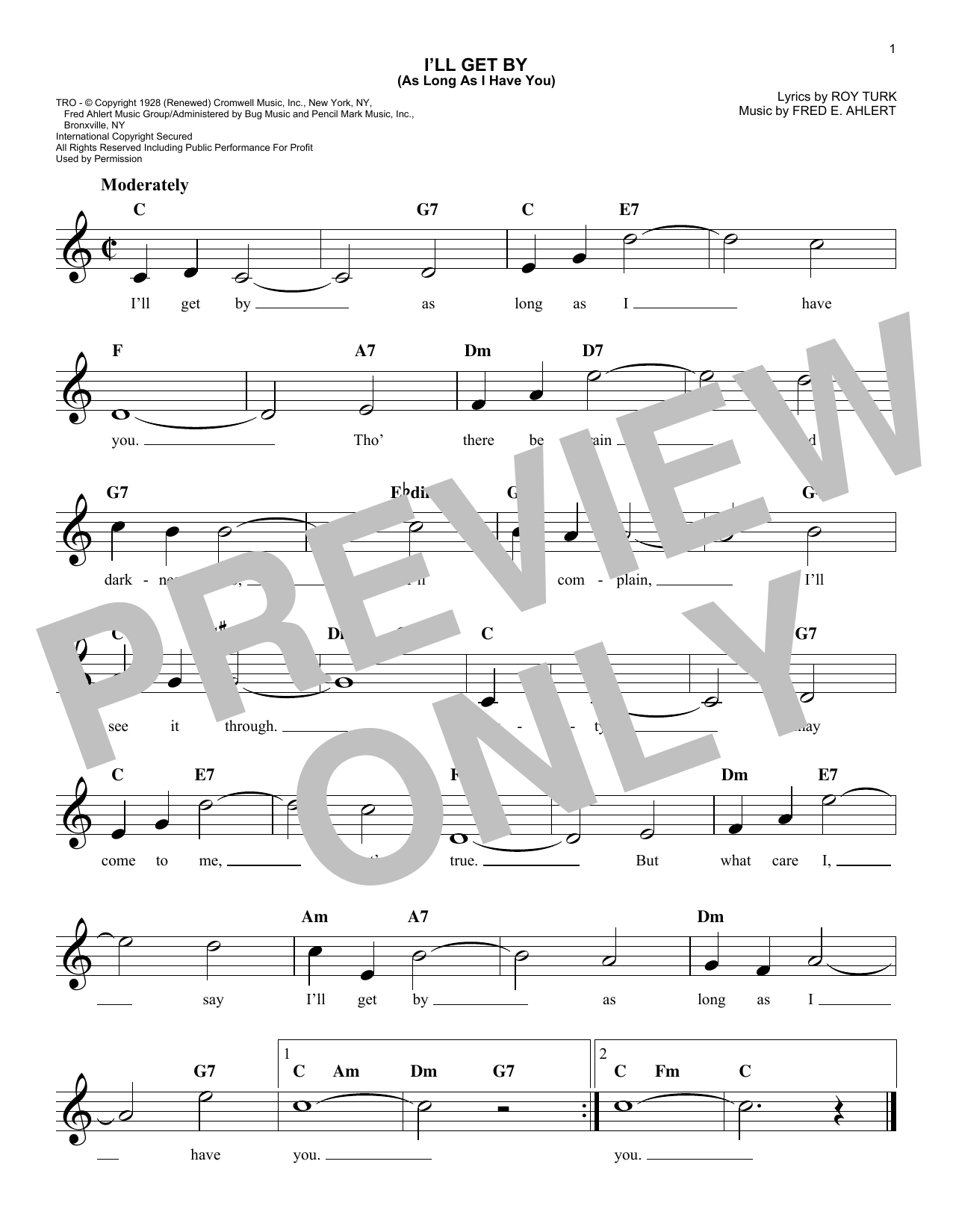 Download Fred E. Ahlert I'll Get By (As Long As I Have You) Sheet Music