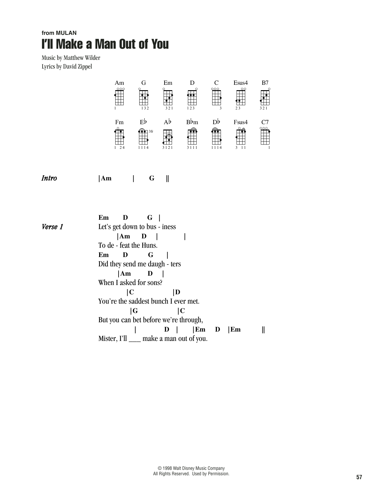 David Zippel I'll Make A Man Out Of You (from Mulan) sheet music notes printable PDF score
