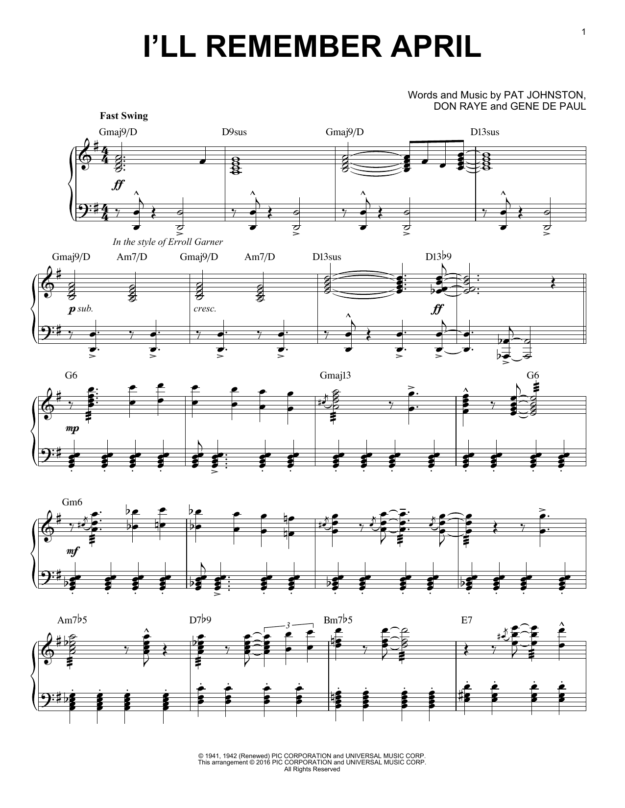 Download Woody Herman & His Orchestra I'll Remember April (arr. Brent Edstrom Sheet Music