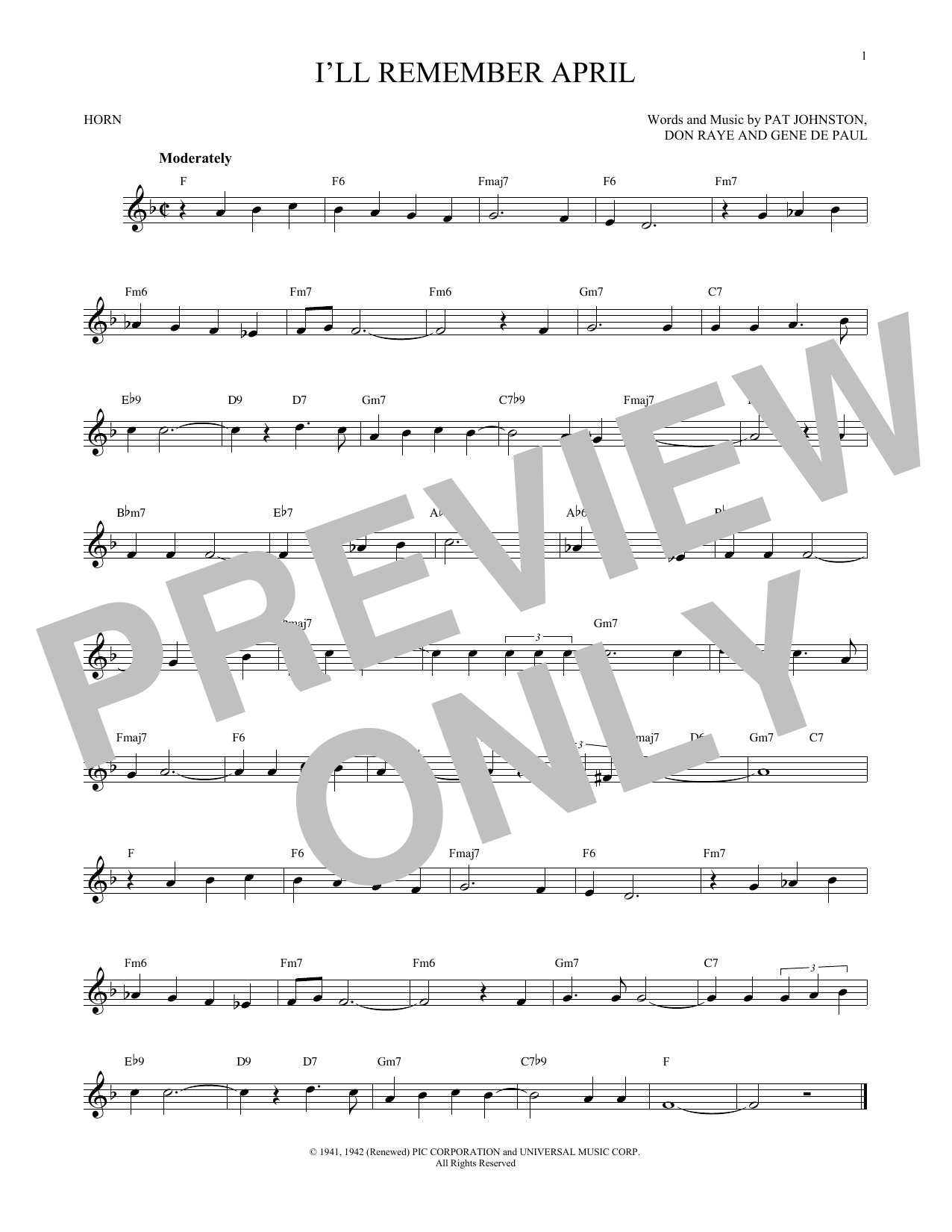 Download Woody Herman & His Orchestra I'll Remember April Sheet Music
