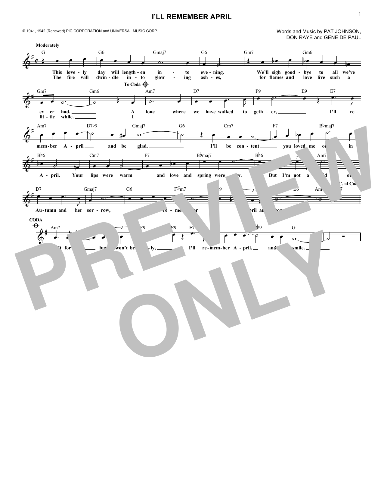 Download Woody Herman & His Orchestra I'll Remember April Sheet Music