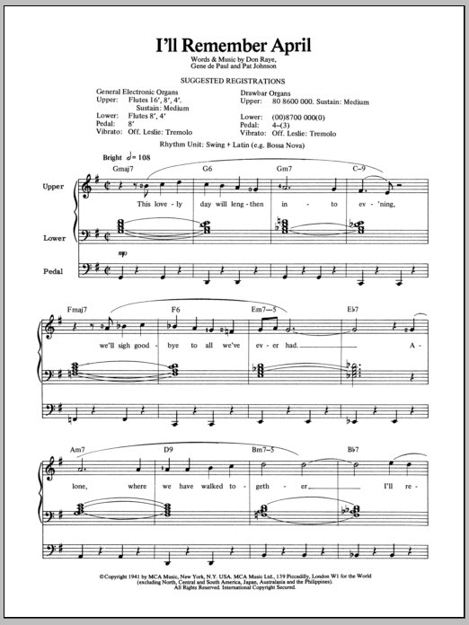 Download Woody Herman I'll Remember April Sheet Music