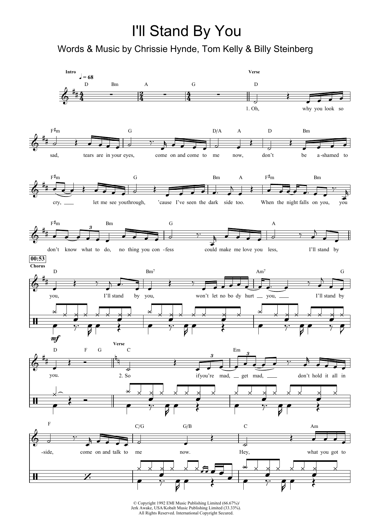 Download Glee Cast I'll Stand By You Sheet Music
