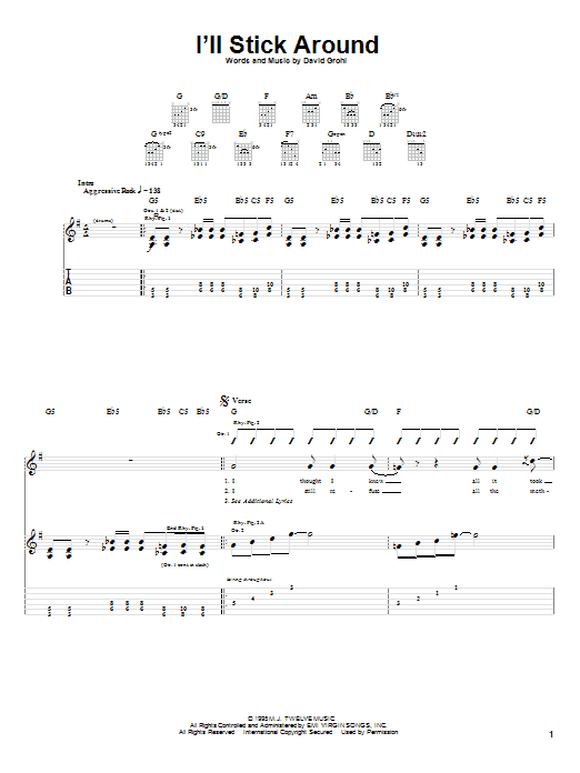 Download Foo Fighters I'll Stick Around Sheet Music