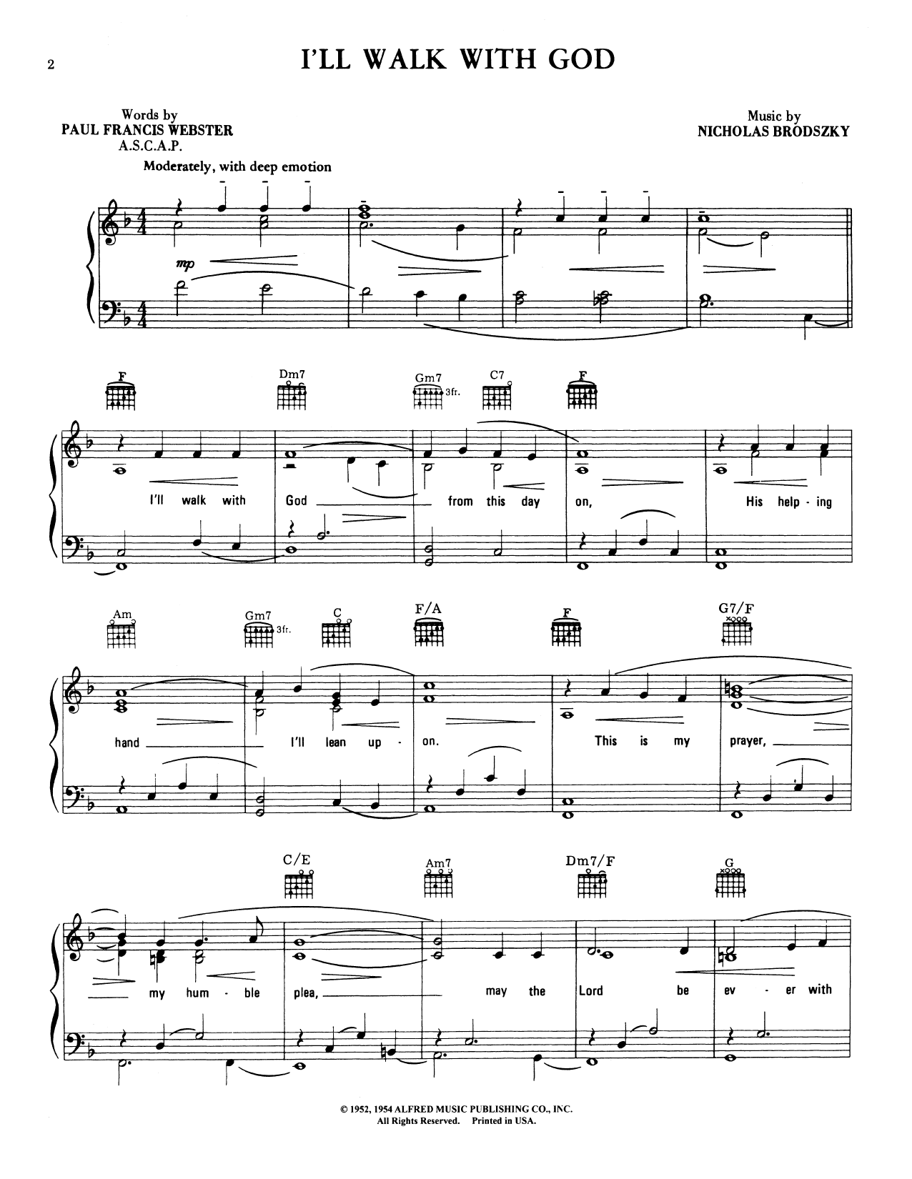 Download Mario Lanza I'll Walk With God (from The Student Pr Sheet Music