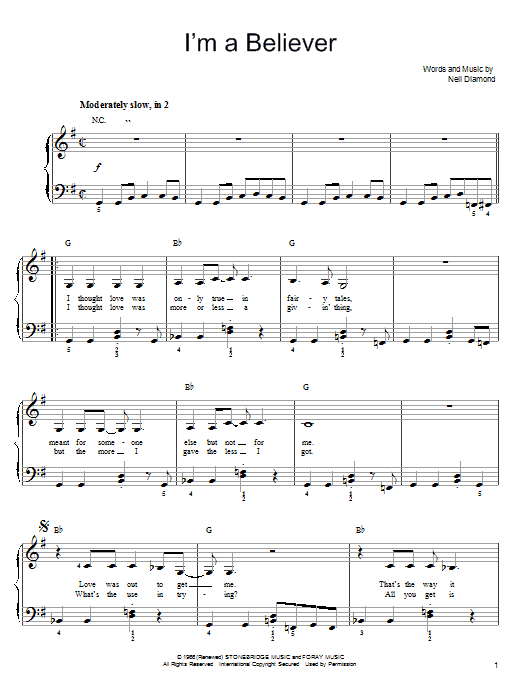 Download Smash Mouth I'm A Believer Sheet Music