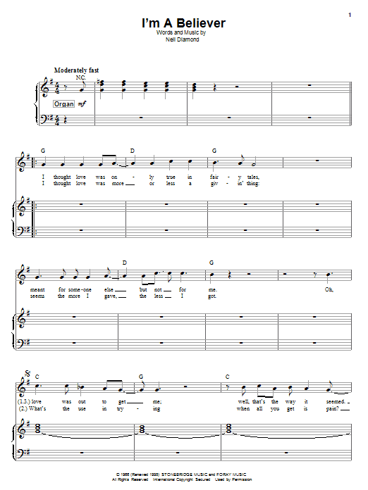 Download The Monkees I'm A Believer Sheet Music