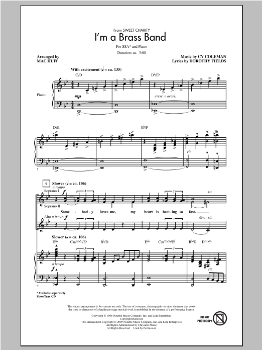 Download Cy Coleman I'm A Brass Band (from Sweet Charity) ( Sheet Music