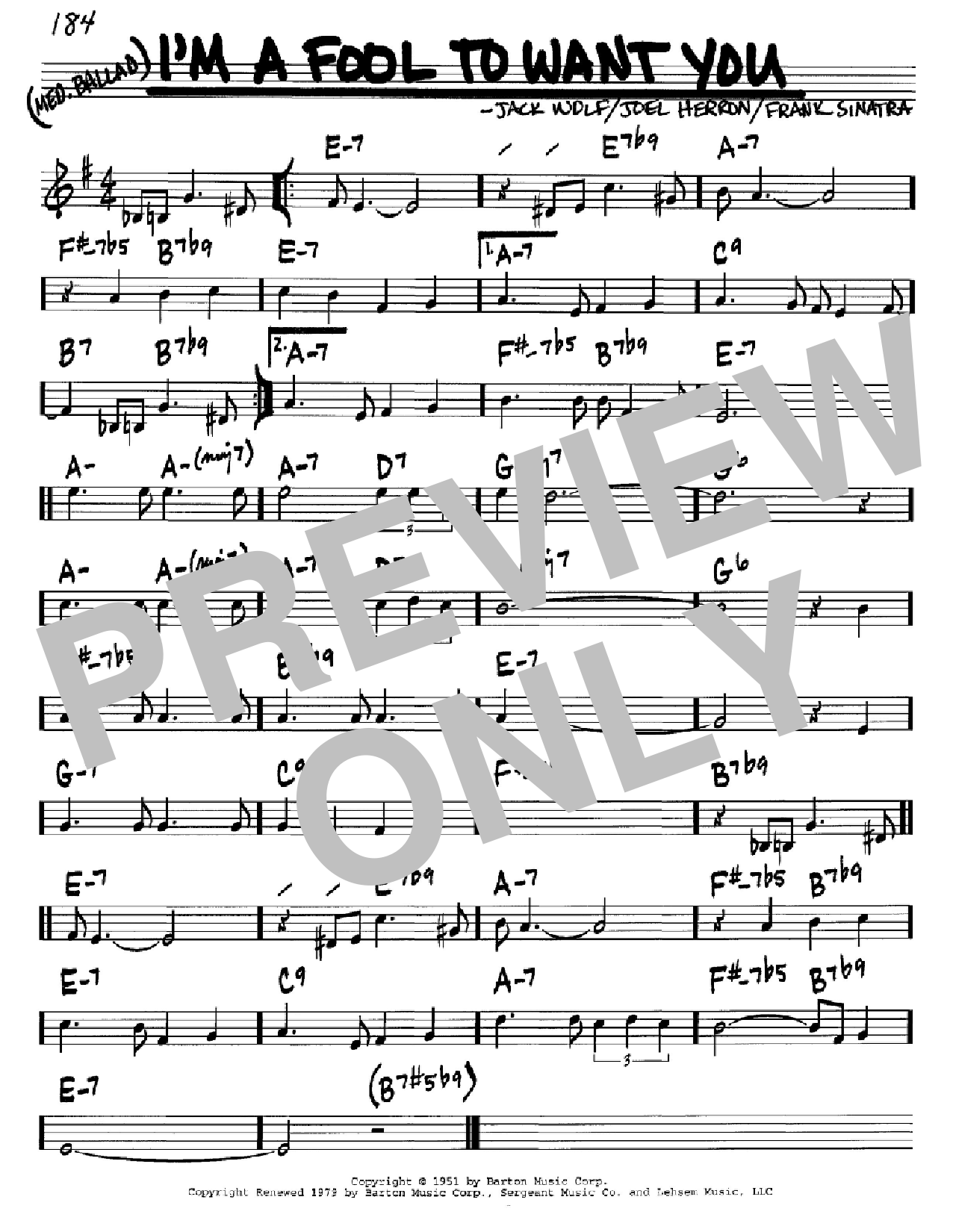 Download Frank Sinatra I'm A Fool To Want You Sheet Music