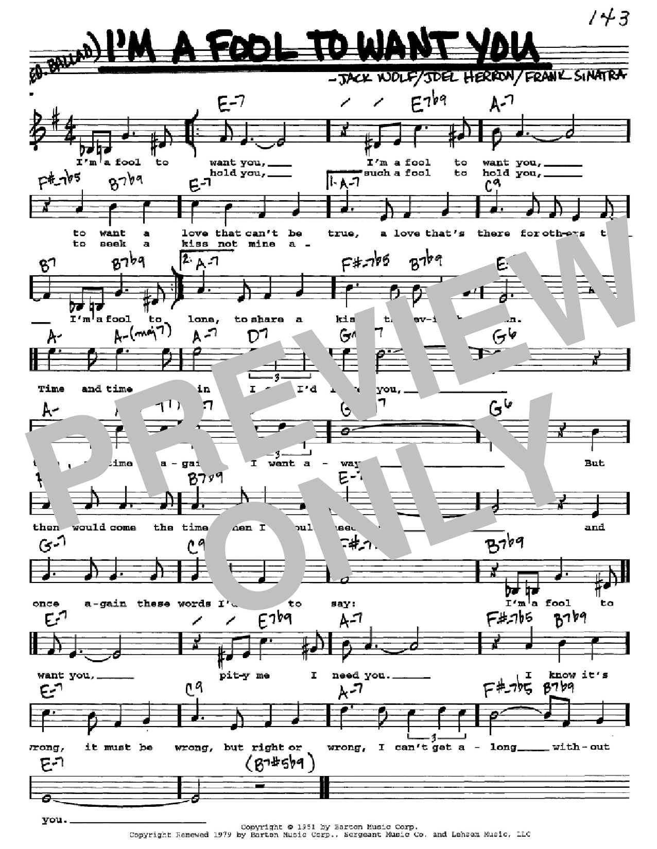 Download Frank Sinatra I'm A Fool To Want You Sheet Music