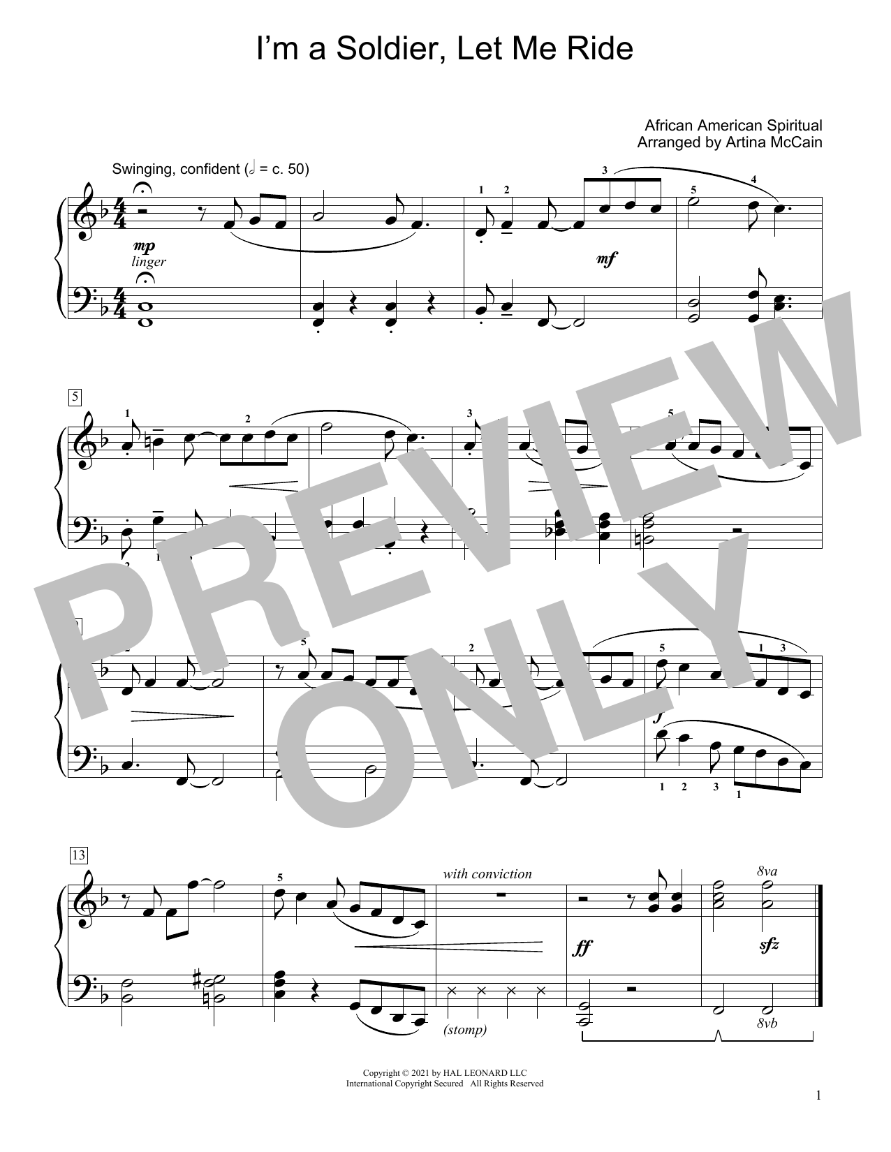 Download African American Spiritual I'm A Soldier, Let Me Ride (arr. Artina Sheet Music