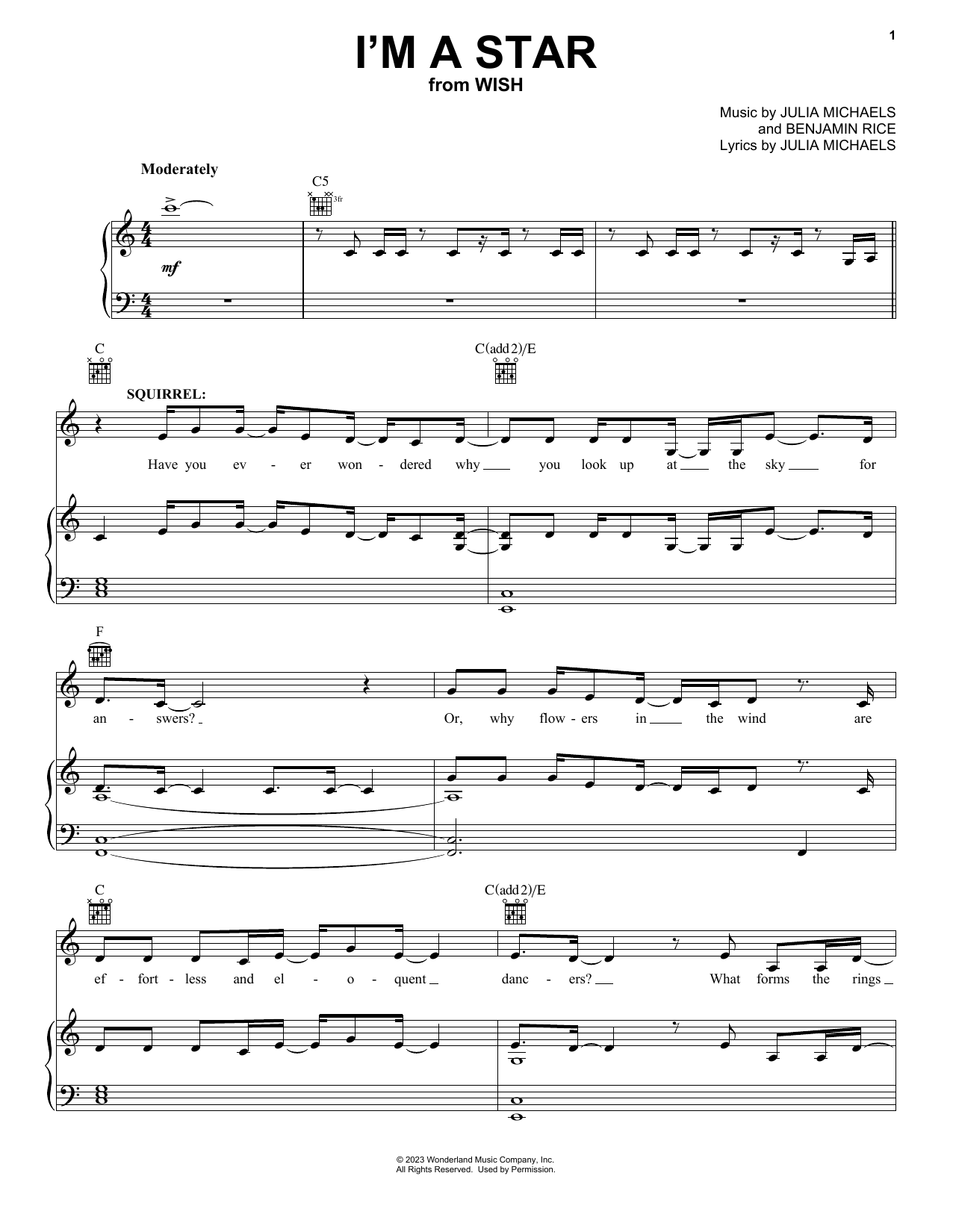The Cast Of Wish I'm A Star (from Wish) sheet music notes printable PDF score