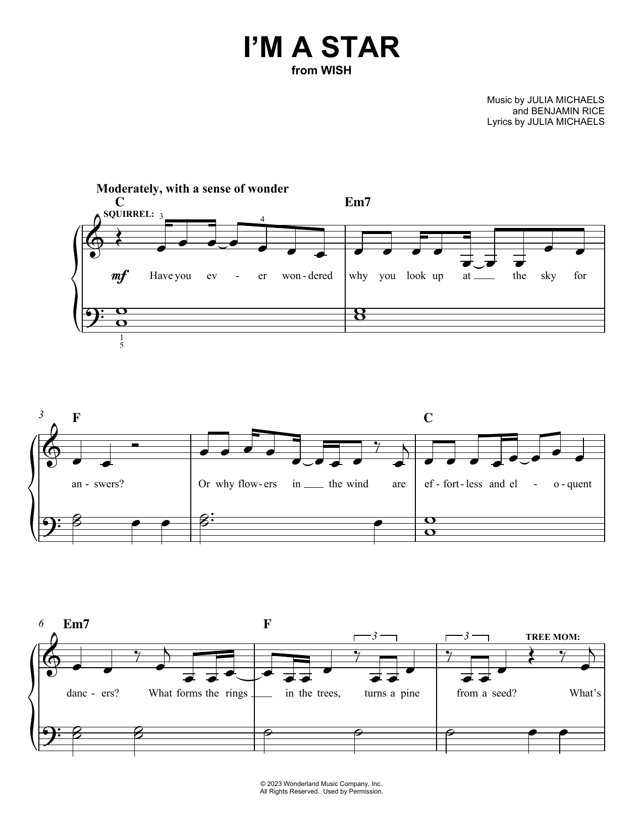 The Cast Of Wish I'm A Star (from Wish) sheet music notes printable PDF score