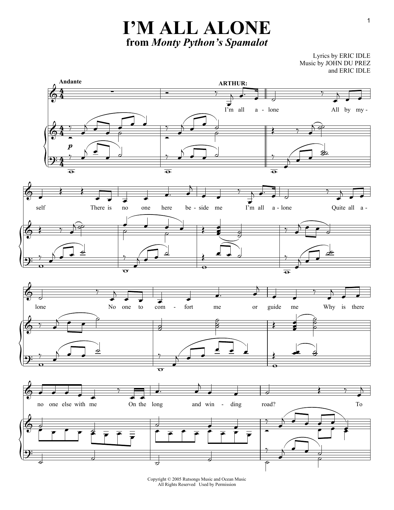 Download Eric Idle I'm All Alone Sheet Music