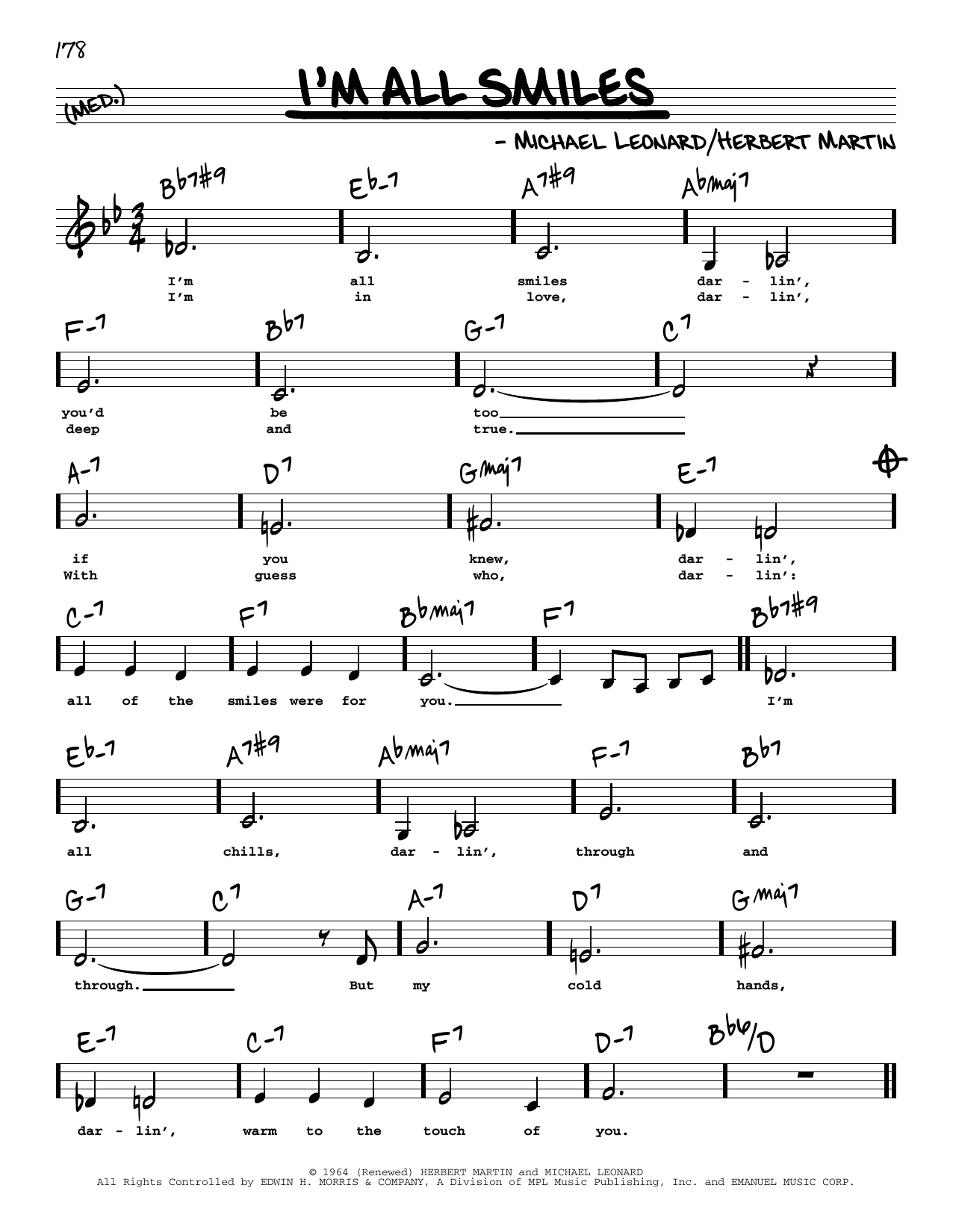 Herbert Martin I'm All Smiles (Low Voice) sheet music notes printable PDF score