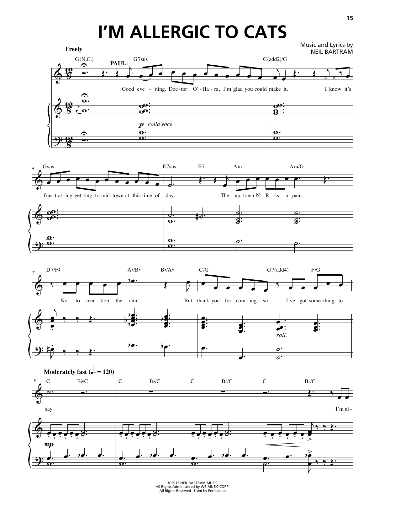 Download Neil Bartram I'm Allergic To Cats Sheet Music
