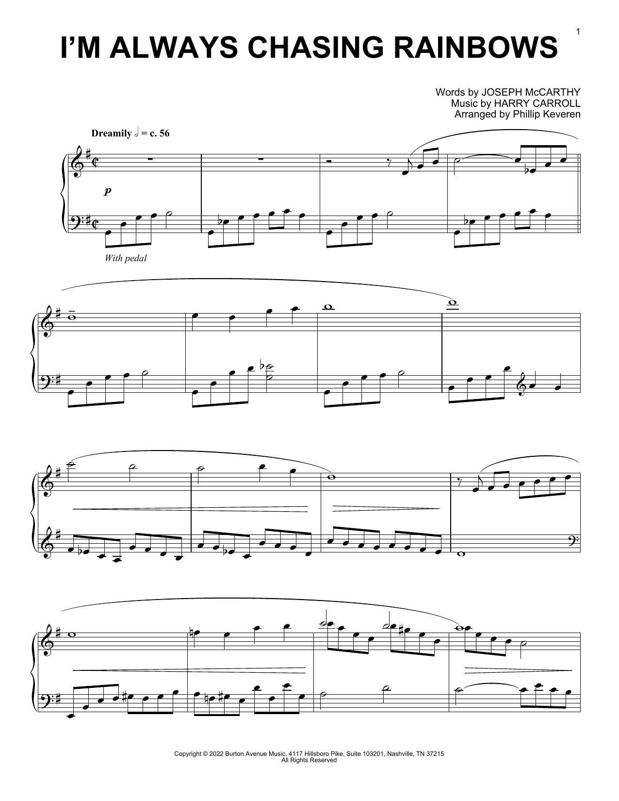 Download Harry Carroll I'm Always Chasing Rainbows (arr. Phill Sheet Music