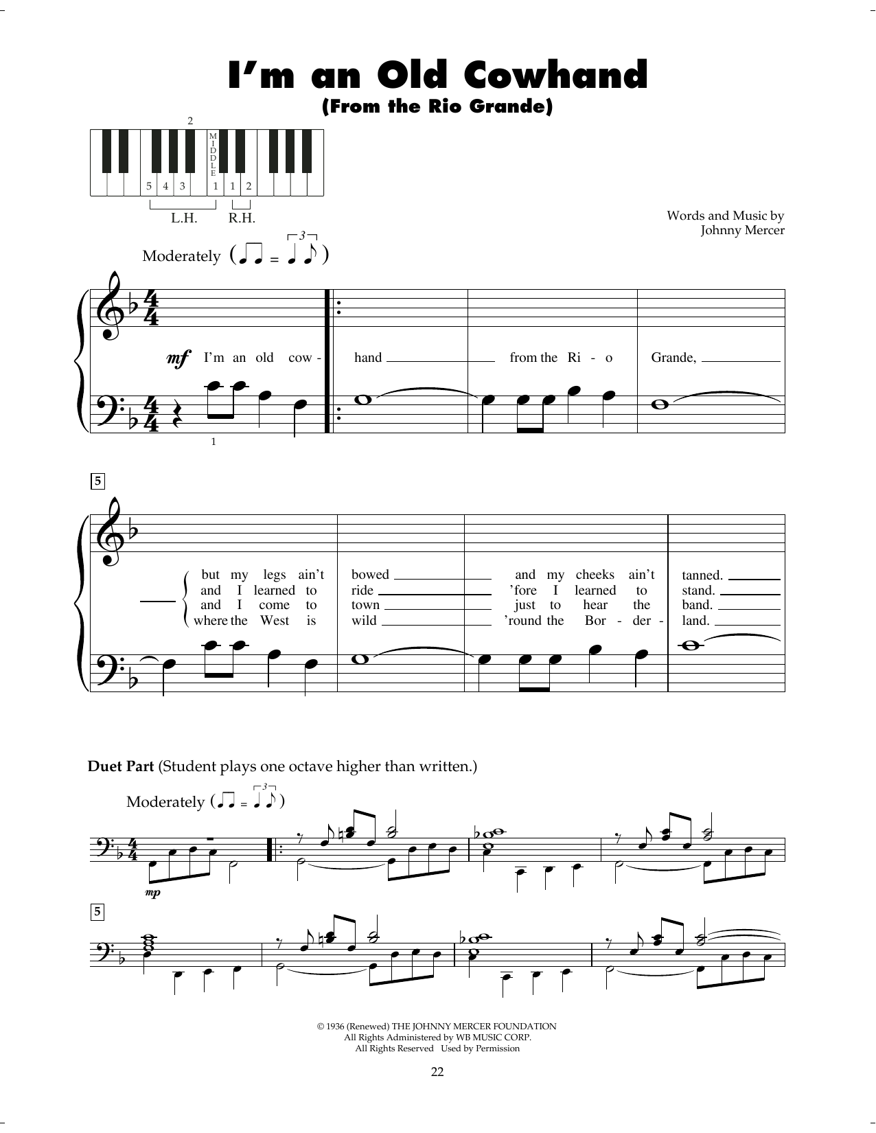 Johnny Mercer I'm An Old Cowhand (From The Rio Grande) sheet music notes printable PDF score