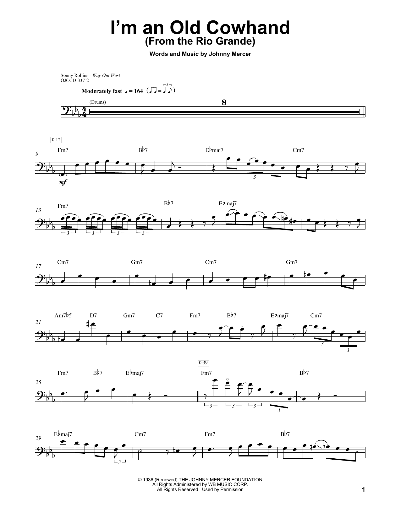 Download Ray Brown I'm An Old Cowhand (From The Rio Grande Sheet Music