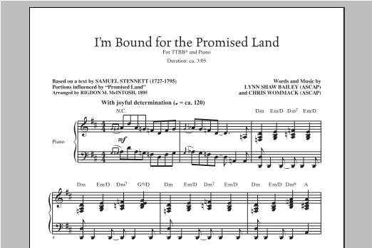 Download Lynn Shaw Bailey I'm Bound For The Promised Land Sheet Music