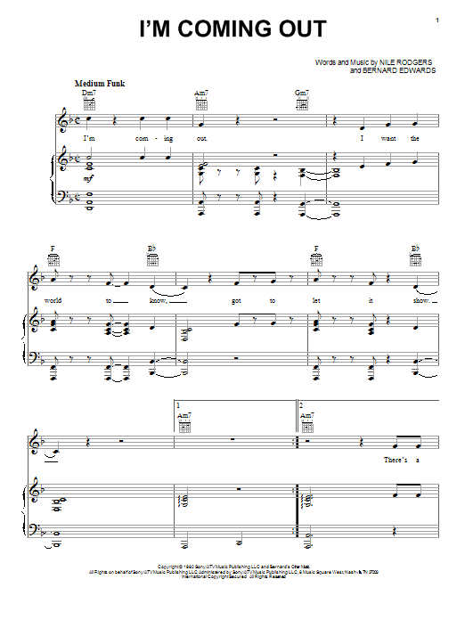 Download RuPaul I'm Coming Out Sheet Music