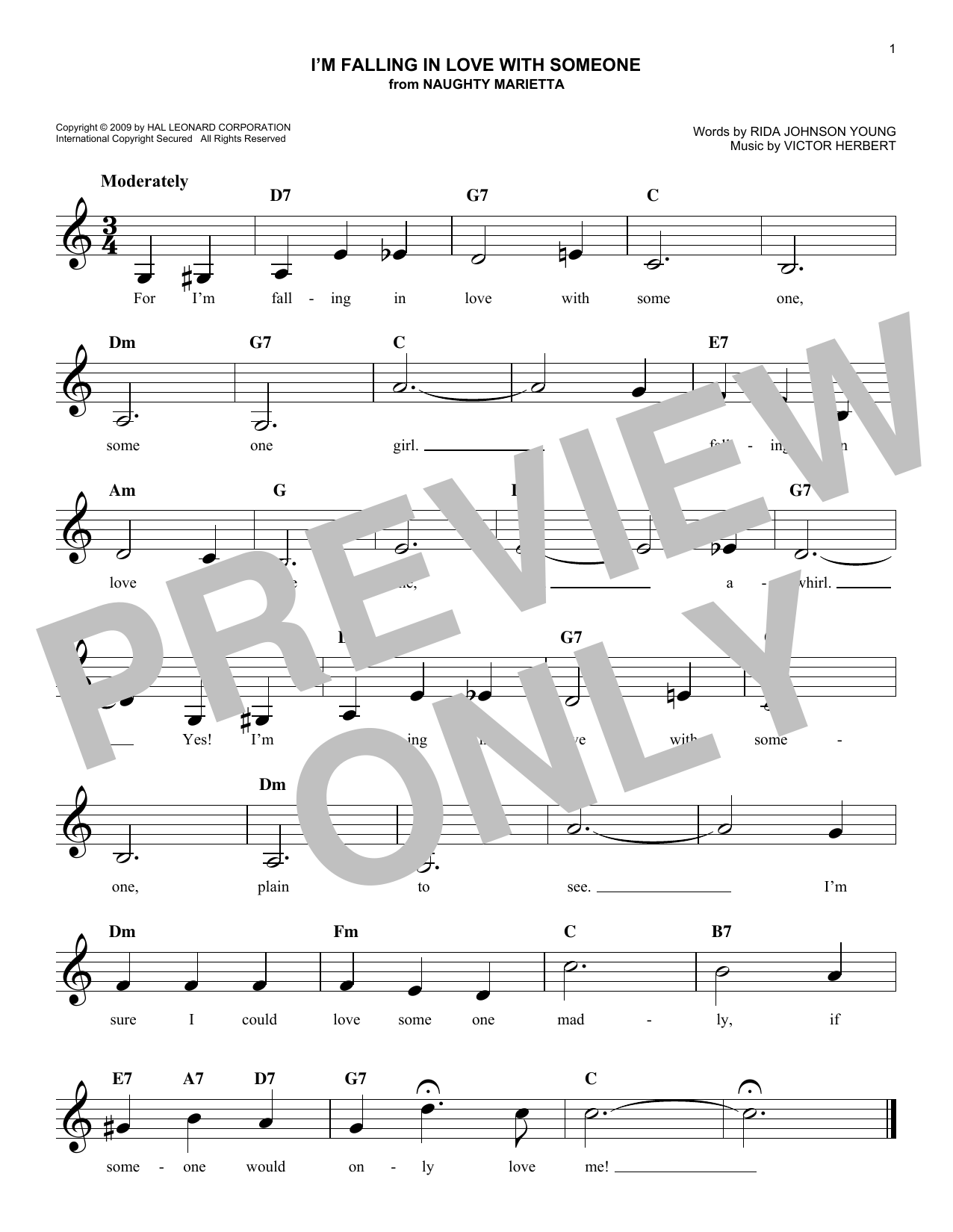 Download Rida Johnson Young I'm Falling In Love With Someone Sheet Music