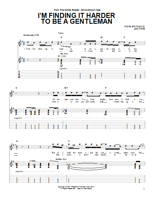 Download The White Stripes I'm Finding It Harder To Be A Gentleman Sheet Music