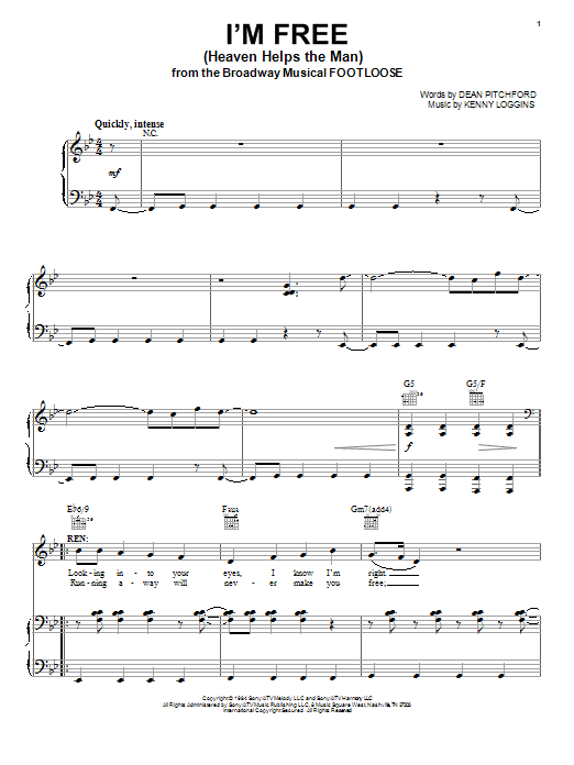 Download Dean Pitchford I'm Free (Heaven Helps The Man) Sheet Music