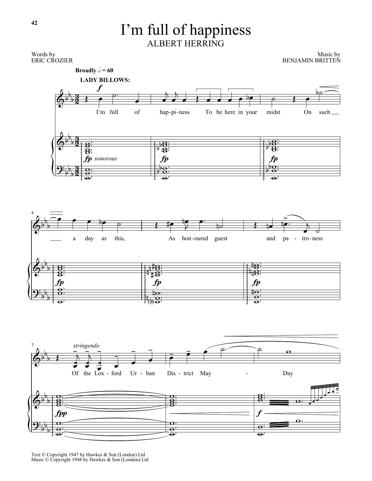 Download Benjamin Britten I'm full of happiness (from Albert Herr Sheet Music