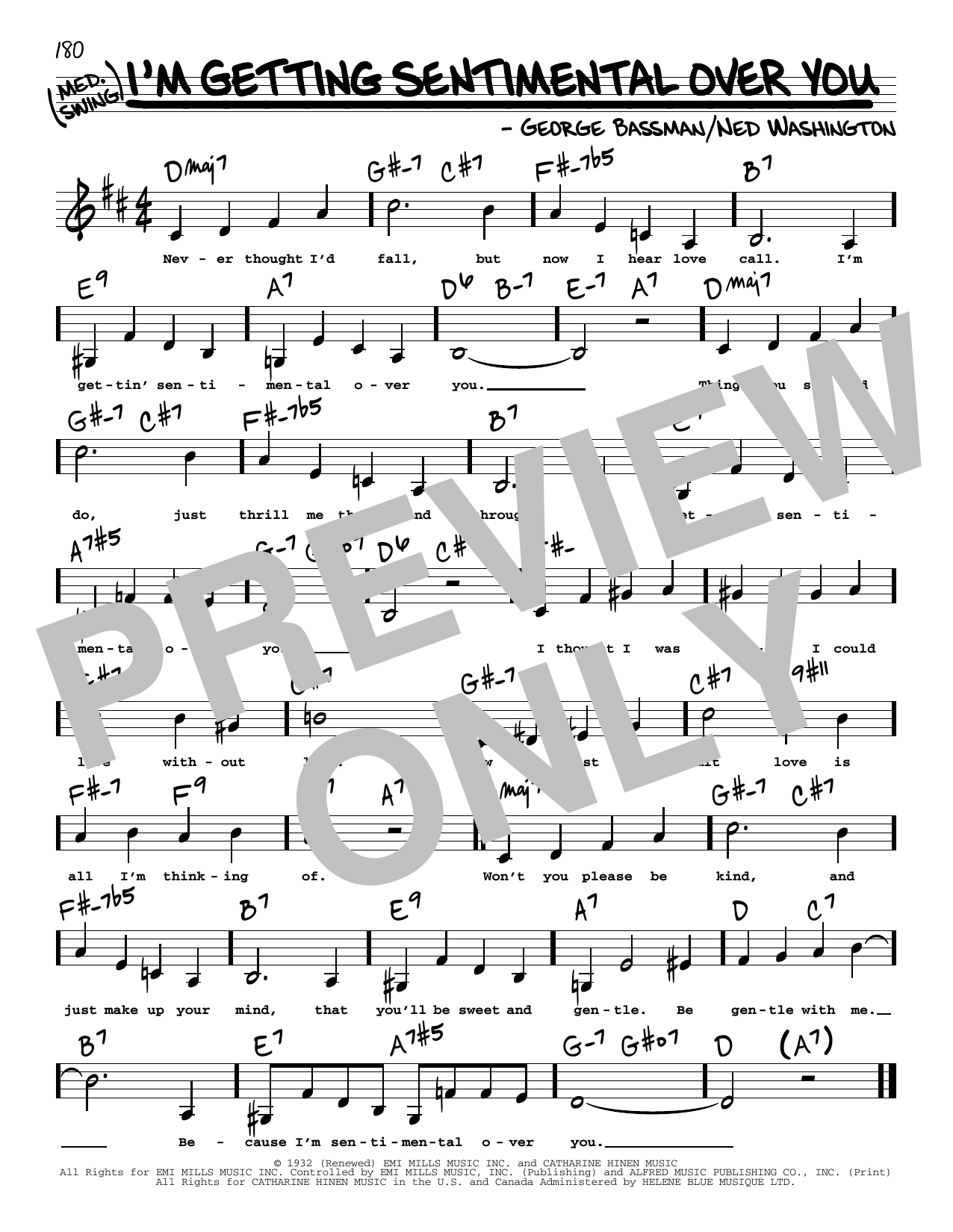 Ned Washington I'm Getting Sentimental Over You (Low Voice) sheet music notes printable PDF score