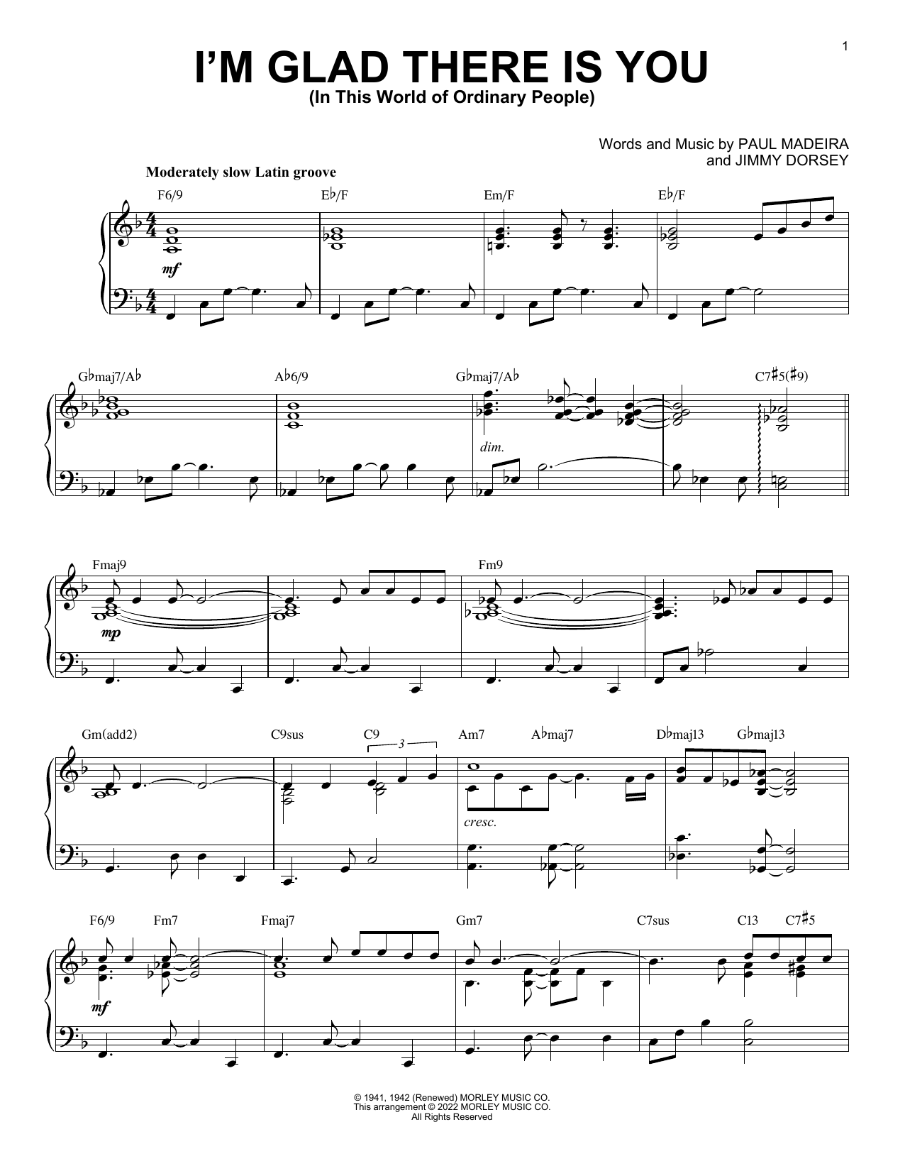 Download Jimmy Dorsey I'm Glad There Is You (In This World Of Sheet Music